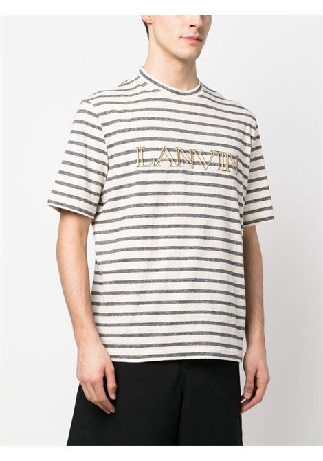T-shirt a righe con logo multicolore - uomo LANVIN | RMTS0005J0040220