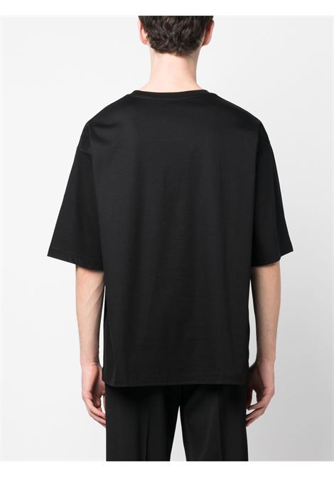 Black embroidered-logo T-shirt - men LANVIN | RMTS0017J1981090