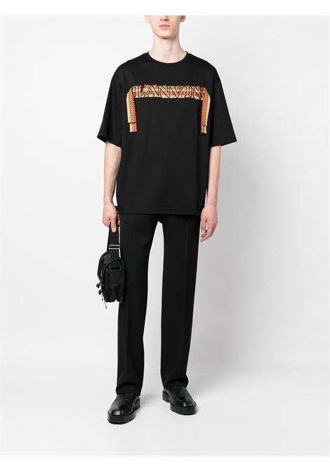 Black embroidered-logo T-shirt - men LANVIN | RMTS0017J1981090