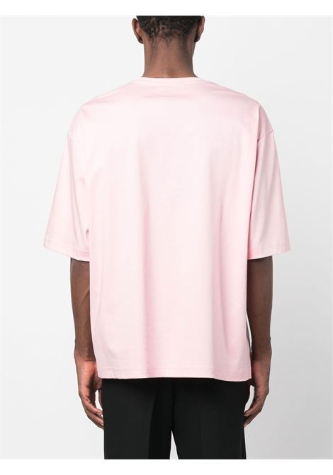 Pink embroidered-logo T-shirt - men LANVIN | RMTS0017J19850
