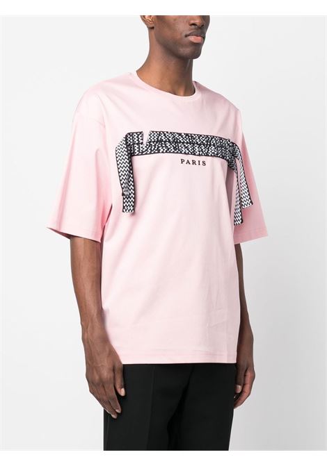 Pink embroidered-logo T-shirt - men LANVIN | RMTS0017J19850