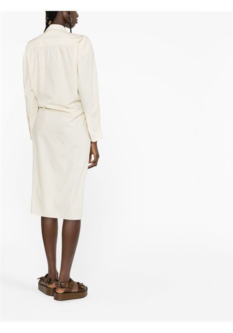 White Twisted long-sleeve shirt dress - women LEMAIRE | DR1024LF588YE507