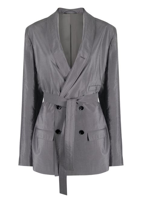 Grey belted double-breasted blazer - women LEMAIRE | JA146LF208BK928