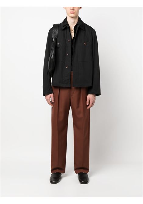 Brown pleated-detail trousers - men LEMAIRE | PA1028LF1048BR400