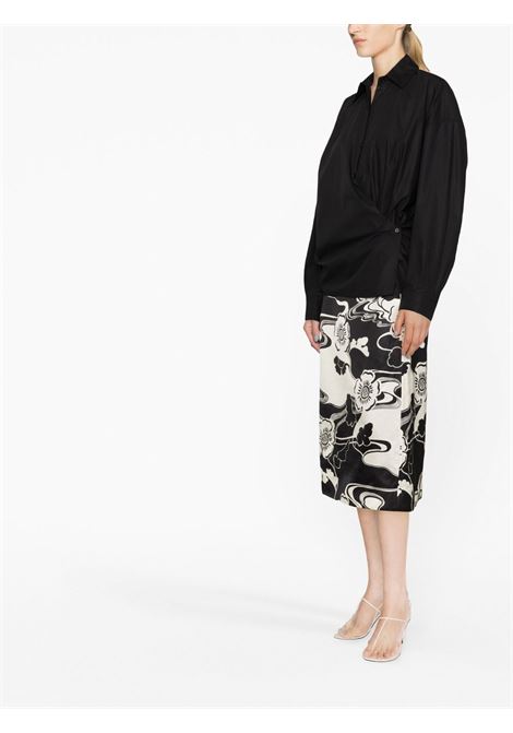 Black wrap-design shirt - women  LEMAIRE | SH1032LF588BK999
