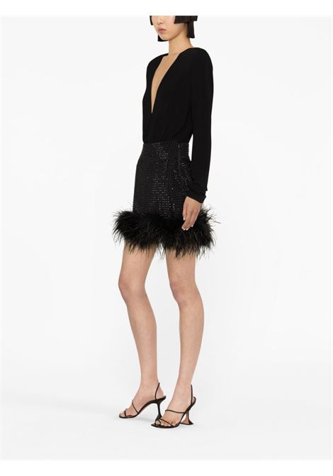 Black crystal-embellished feather-trimmed miniskirt - women  LOU LOU | 0184L3S3MATBLK