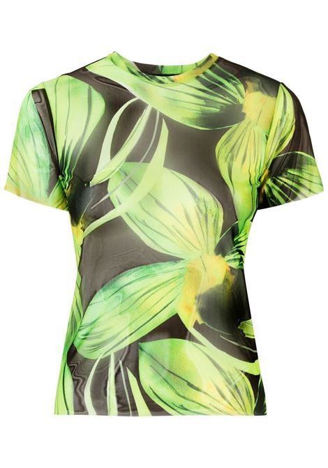 T-shirt effetto trasparente con stampa in verde - donna LOUISA BALLOU | 1110024000