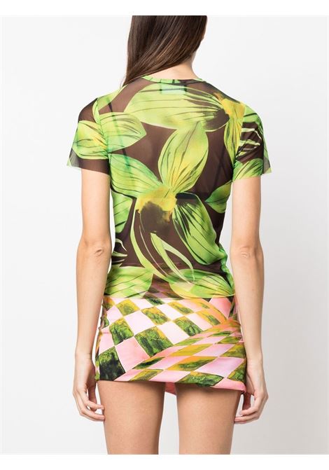 Green transparent-effect printed T-shirt -women LOUISA BALLOU | 1110024000