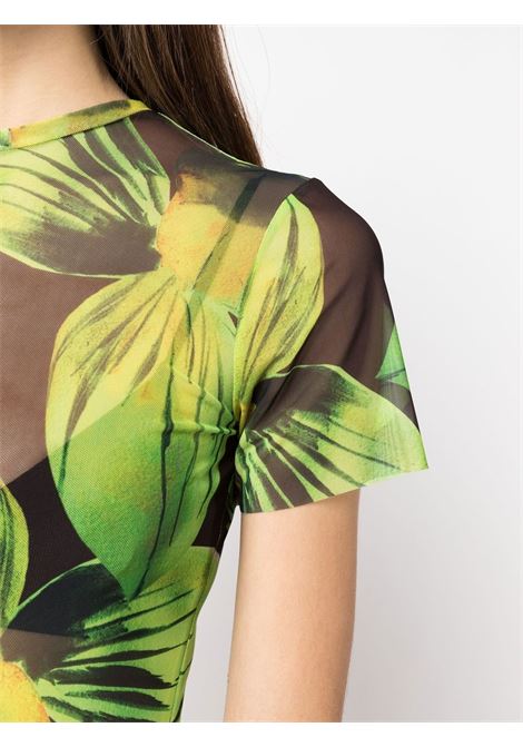 T-shirt effetto trasparente con stampa in verde - donna LOUISA BALLOU | 1110024000