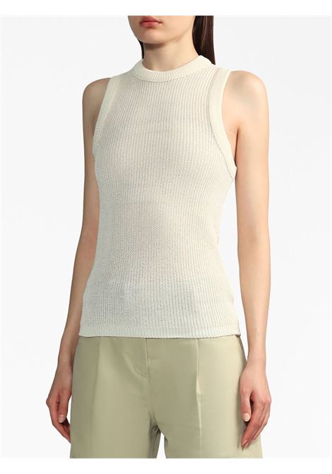 Cream crew-neck sleeveless knitted top - women  LOW CLASSIC | LOW23UMKN030CR