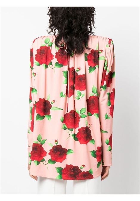 Blusa drappeggiata con stampa rose in multicolore - donna MAGDA BUTRYM | 149423PNKPRNT
