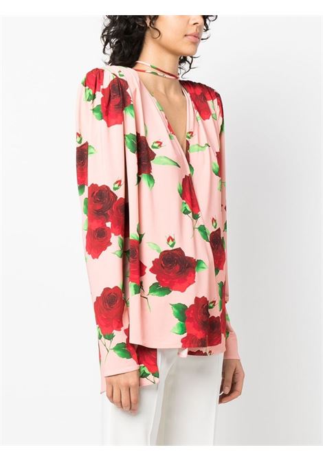 Multicolour rose-print draped blouse - women MAGDA BUTRYM | 149423PNKPRNT