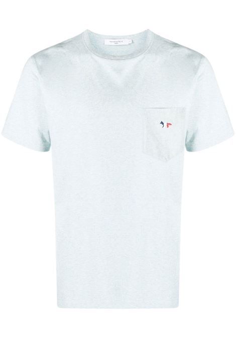 T-shirt con applicazione in azzurro - uomo MAISON KITSUNÉ | FM00120KJ0010H429