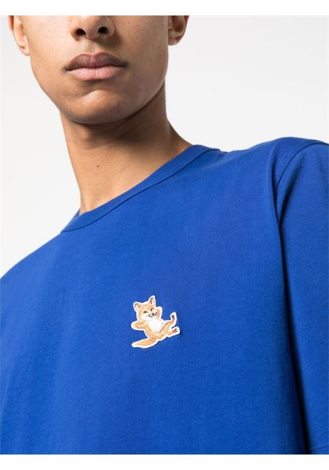 T-shirt con applicazione in blu - uomo MAISON KITSUNÉ | GU00154KJ0010P485