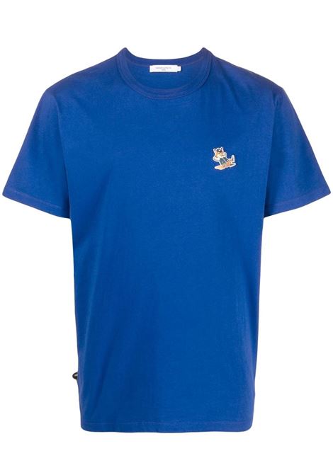 T-shirt con logo in blu - uomo MAISON KITSUNÉ | KM00102KJ0008P485