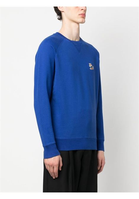 Blue fox-patch sweatshirt - men MAISON KITSUNÉ | KM00304KM0001P485