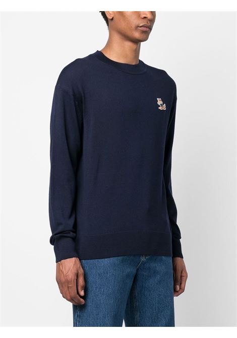 Blue embroidered fox-patch sweatshirt - men MAISON KITSUNÉ | KM00503KT1036P480