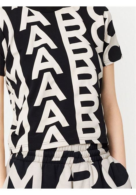 Black and beige monogram-print t-shirt - women MARC JACOBS | C605P02PF22004