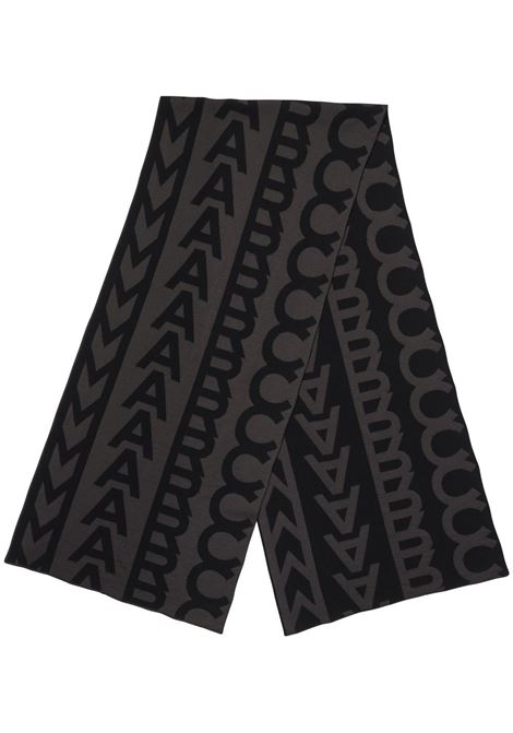 Black and grey monogram-pattern knit scarf - women MARC JACOBS | N704J01FA22084