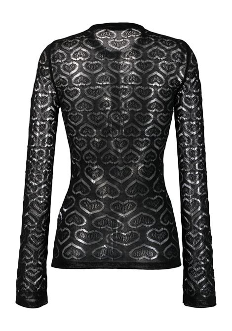Black long-sleeve open-knit top - women MARCO RAMBALDI | KN143GRL10