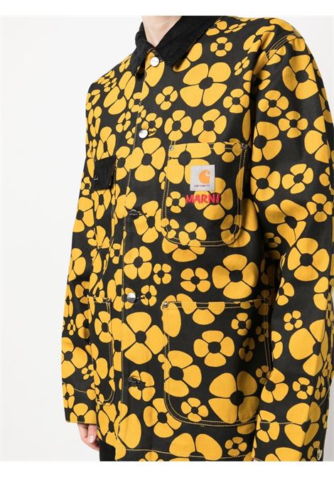 Giacca camicia stampa floreale in giallo e nero - uomo MARNI X CARHARTT WIP | GUMU031289UTX001MFY70