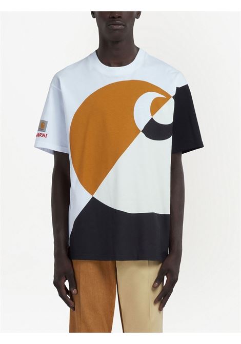 T-shirt manica corta stampa onde geometriche multicolore - uomo MARNI X CARHARTT WIP | HUMU031300UTX003MLV66