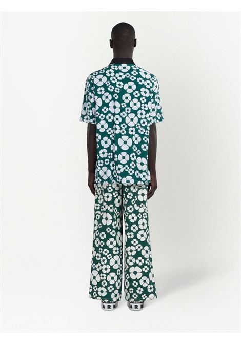 Pantaloni con stampa floreale in verde e bianco - uomo MARNI X CARHARTT WIP | PUMU031293UTX001MFV55