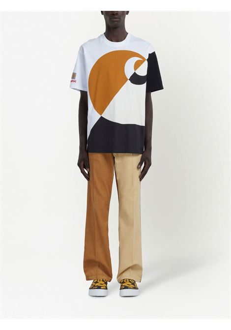 Pantaloni con pannelli color block in marrone - uomo MARNI X CARHARTT WIP | PUMU31302UTX00400M37
