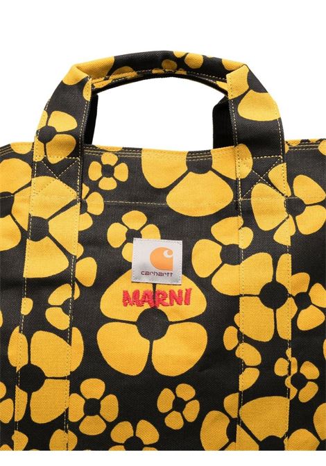 Black and yellow floral-print hand bag - men MARNI X CARHARTT WIP | SHMQ0050U0P4927ZO266