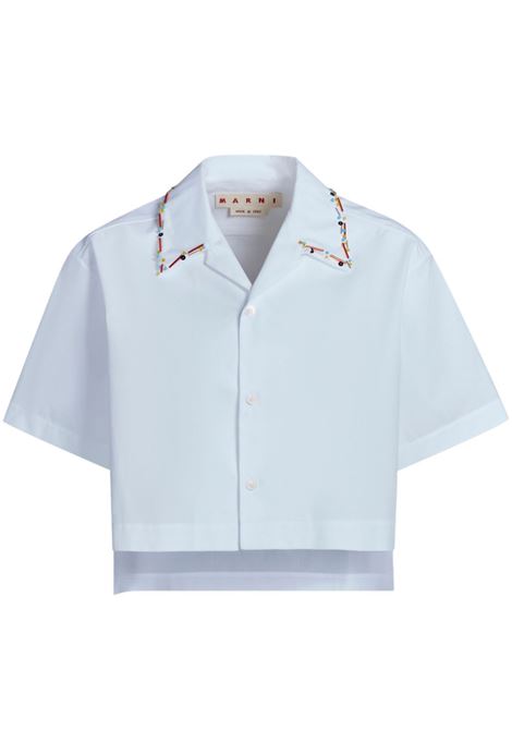 Camicia crop con colletto ricamato in bianco - donna MARNI | CAMA0535X0UTC193RIW01