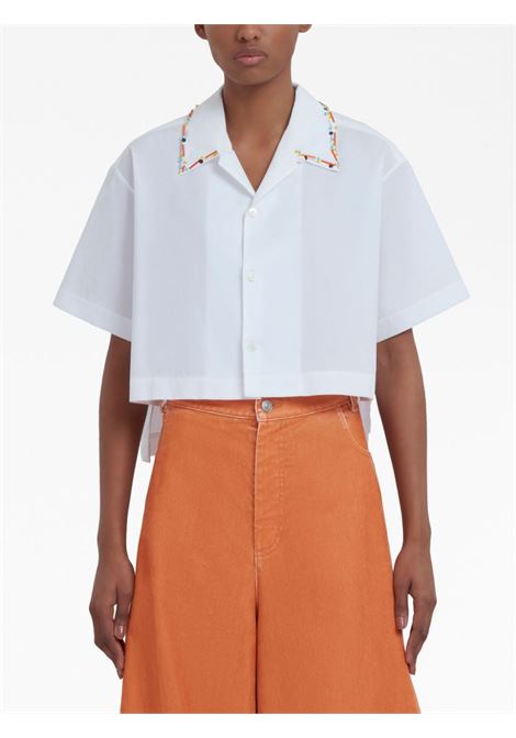 Camicia crop con colletto ricamato in bianco - donna MARNI | CAMA0535X0UTC193RIW01