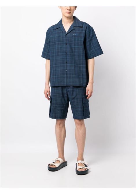 Blue logo-embroidery check-pattern shirt - men MARNI | CUMU0213S5UTW98900B80