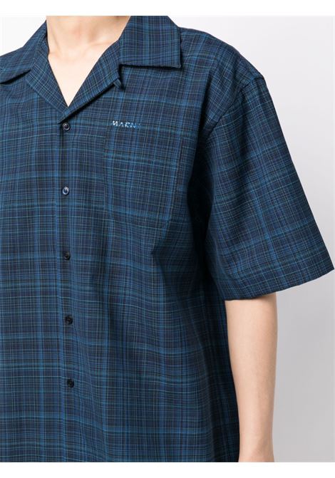 Blue logo-embroidery check-pattern shirt - men MARNI | CUMU0213S5UTW98900B80