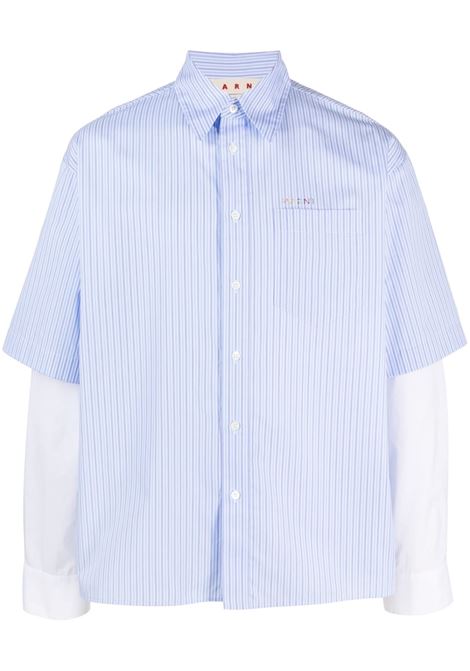 Blue striped short-sleeve shirt - men MARNI | CUMU0271PQUSCV17MWB37