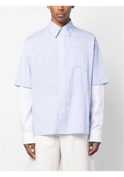 Blue striped short-sleeve shirt - men MARNI | CUMU0271PQUSCV17MWB37