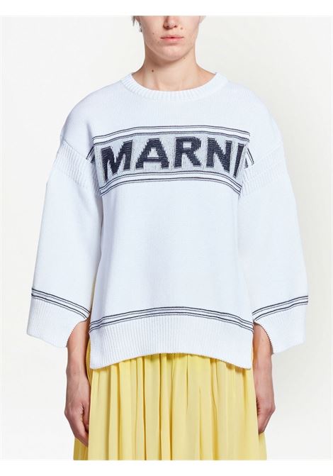 White and blu logo intarsia-knit jumper - women MARNI | GCMD0397Q0UFC40000W01