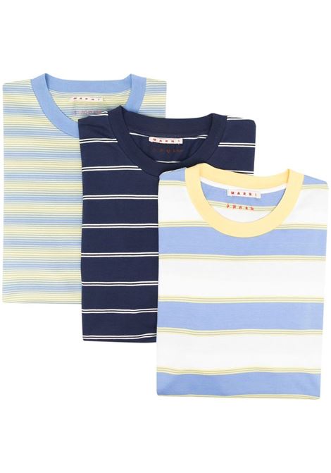  Multicolour stripe-print short-sleeved T-shirts - men MARNI | HUMU0151EXUTC220STY06