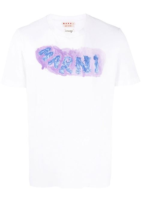 T-shirt con stampa in bianco - uomo
