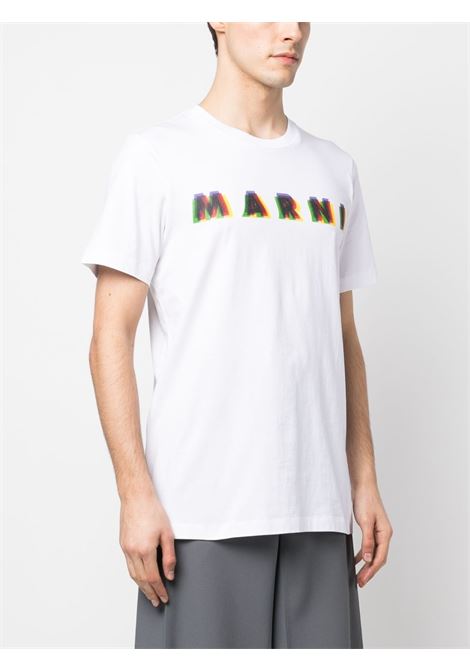 White logo-print T-shirt - men MARNI | HUMU0198PEUSCV16MCW01