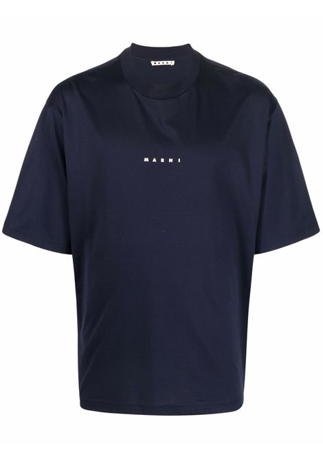 Blue logo-print T-shirt - men MARNI | HUMU0223P1USCS87LOB99
