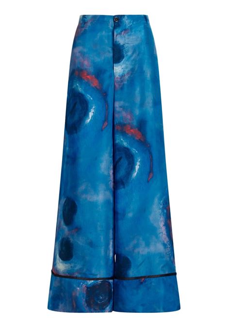 Blue high-waist wide-leg trousers - women  MARNI | PAMA0335I0UTSF97BBB44