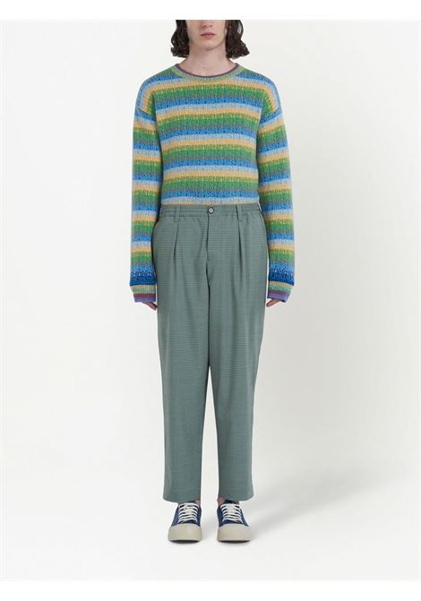 Green grid-pattern mid-rise trousers - men MARNI | PUMU0017U1UTW980CHV18