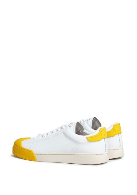 White and yellow contrasting toe cap low-top sneakers - men  MARNI | SNZU013401P5249ZO433
