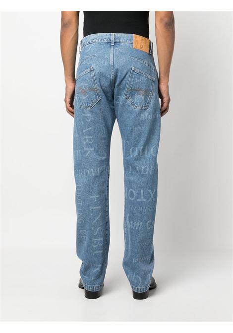Blue monogram print jeans - men MARTINE ROSE | CMRSS23223BL