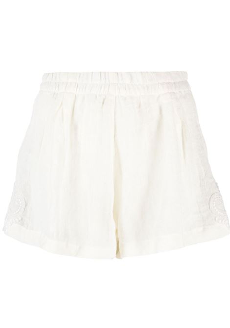 White lace-panel crinkled shorts - women MAURIZIO | W0115027524