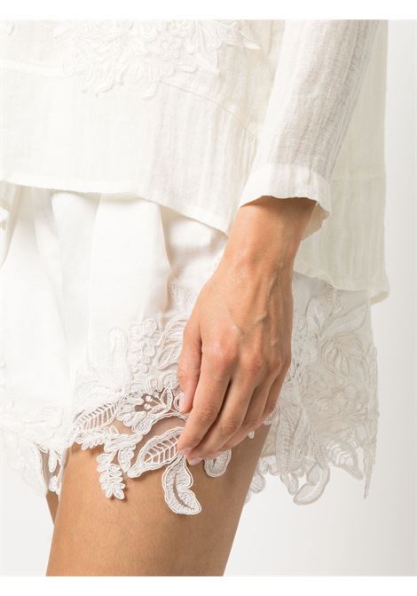 White floral-embroidered high-waisted shorts - women MAURIZIO | W0139087524