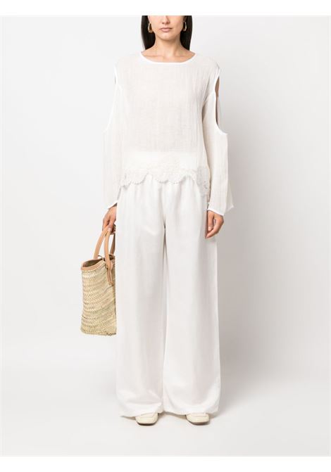White folded-waist palazzo trousers - women MAURIZIO | W0140087524