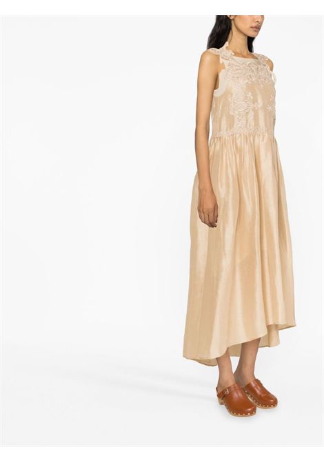 Beige Lace cut-out detailed long dress - women MAURIZIO | W0658017535