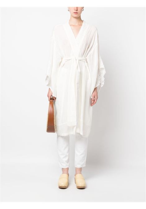 White midi lace-panel kimono robe - women MAURIZIO | W0712027524