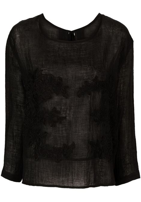 Black lace-appliqu? long-sleeve blouse - women MAURIZIO | W0801027533